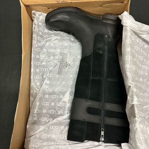 New Ugg Zarina Black Tall Knee High Waterproof Riding Boots 7.5 - Picture 1 of 6